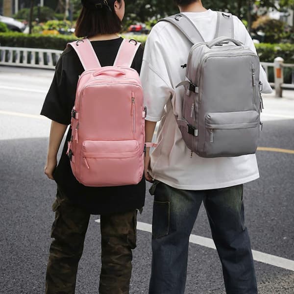 Multifunctional Travel Backpack with Laptop Compartment Water-Resistant Large School Bag for Business and University Use Grey Gray