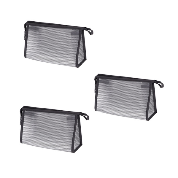 3 stk. Mesh Makeup Taske Vandtæt EVA Trekantet Design Semi Transparent Mesh Lynlås Pung til Kosmetik Rejser Udendørs