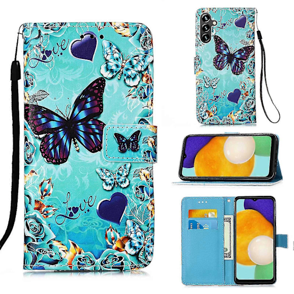 För Samsung Galaxy A54 5g PU Läder Plånbok Ställ Telefonfodral Fullständig Täckning Inre TPU Skal Zekai Fjäril och Hjärta