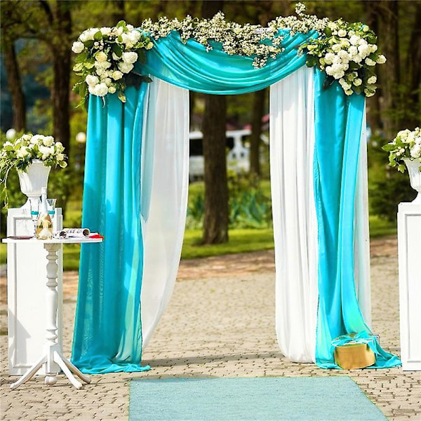70*550cm (2,3ft*18ft) Förpackning med 1 Bröllopsbåge Hängande, Bröllop Voile Vit 70 x 550cm Elastiska Chiffong Draperingar för Bröllopsdekoration, Bakgrund, Gasvävsgardin