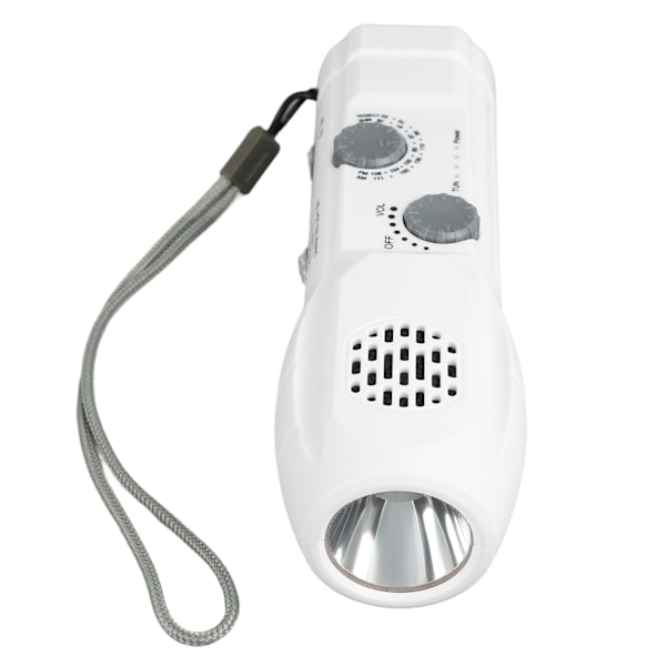 Nödradio med ficklampa, AM FM USB-laddning SOS-larm 1200mAh Liten LED-vevradio för utomhuscamping Vandring Vit