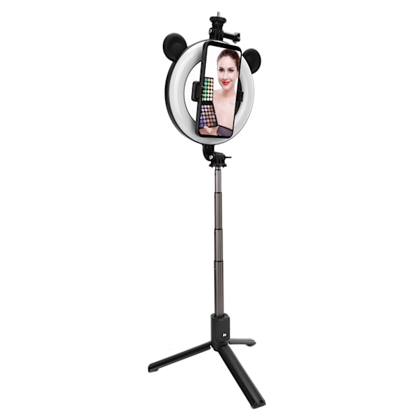 Trådløs Bluetooth Selfie Stick Ring Light Mount Foldbar Tripod Stativ Desktop Selfie Stick