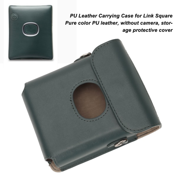 Vintage mörkgrön PU-läderkameraväska med axelrem för FujiFilm Instax Square Link Smartphone-skrivare
