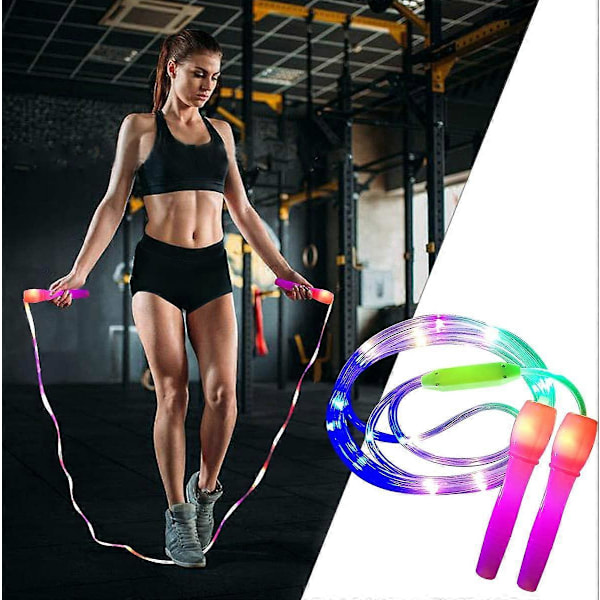 Set med 2 LED hopprep, justerbar längd och tre ljuslägen Hopprep för barn, Ljusshow, Fitness