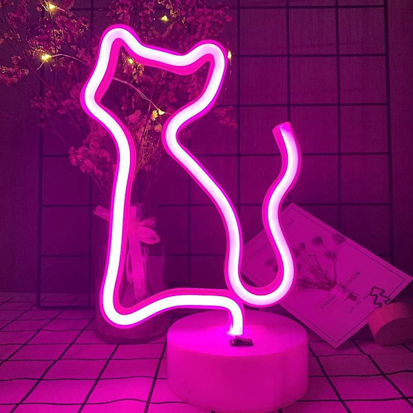 Kat Neon Väggdekor - USB/Batteridriven Nattlampa