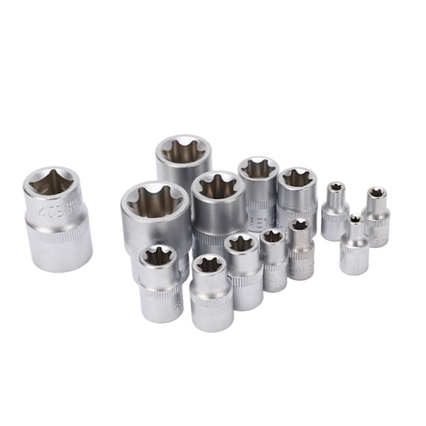 14-delad E-typ Torx Star Bit Socket Set E4-E24 1/4\" 3/8\" 1/2\" Driv Reparationsverktygssats