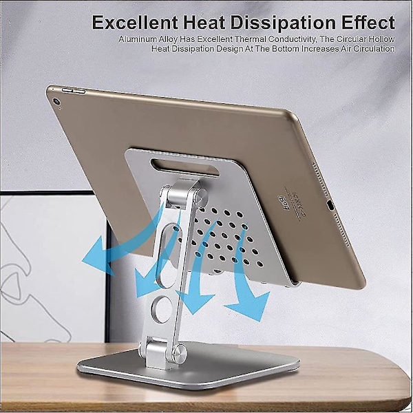 Tablet Stand - Justerbar Aluminium, Ipad Tablet Stand, Skrivebordsmontering Kompatibel Med Tablets