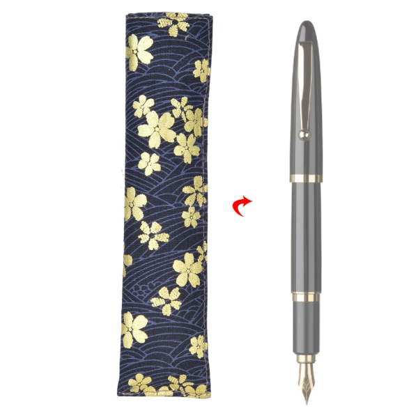 Retro blomstermønster Hot Gold Bomuldsklud Pen opbevaringstaske