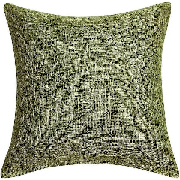 Sett med 2 grønne putetrekk rustikk lin dekorative firkantede pynteputetrekk 50x50 cm for sofa dekorasjon