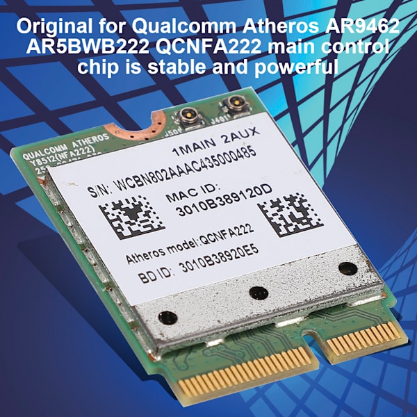 Qualcomm Atheros WIFI-kortille 2.4/5GHz Dual Band 802.11abgn Bluetooth 4.0:lle