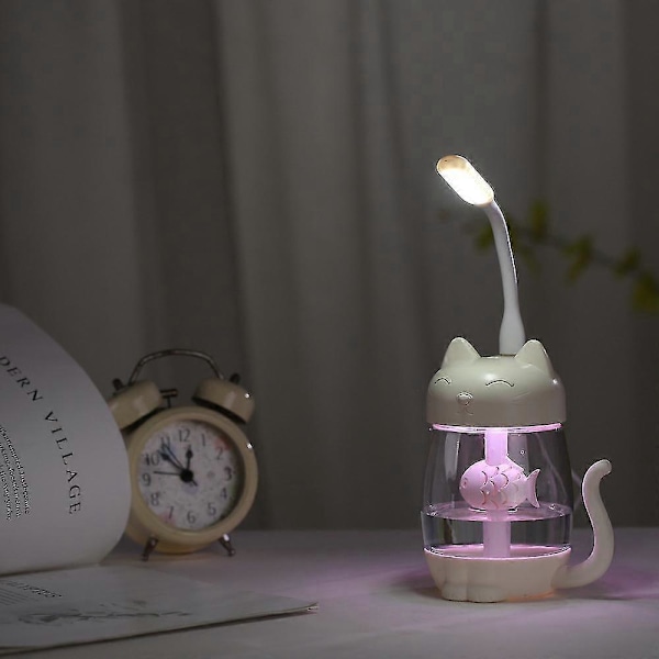 Luftfukter, USB Mini Skrivebord Liten Nattlampe 3 I 1 Luftfukter Skrivebord Hjem Soverom (lilla) (1 stk) 6. juni 15