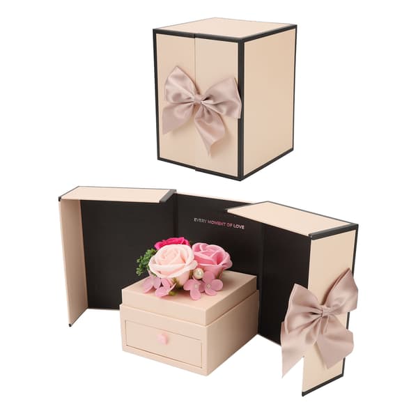 Presentask med konserverade blommor Evig konstgjord blomma Smyckespresentask för kvinnor Mamma Flickvän Ring Halsband