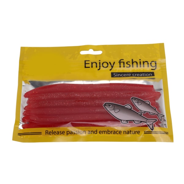 6 stk/sett Noodle Worm Fiske Agn Bittbestandig PVC Myk Maggot Meitemark Kunstig AgnMørk rød