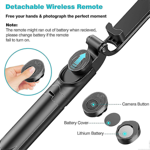 Selfie Stick Tripod Bluetooth, 45 tommer Telefon Tripod, Iphone Stand Tripod