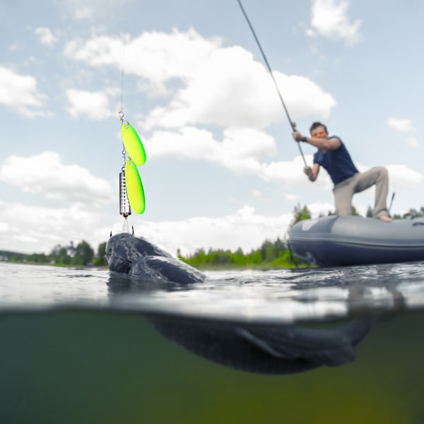 3 stk fjær fiske lokke spinner skje kunstig fisk agn med trippel krok takkelgrønn