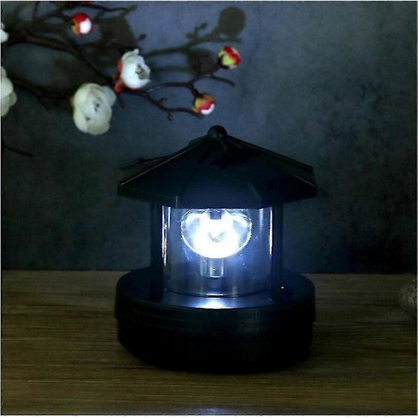 1 stk. Solcelledrevet LED Roterende Fyr, 360 Graders Roterende Praktisk Lampe Udendørs Have Dekoration Lampe