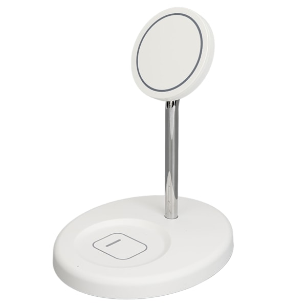 2 i 1 Magnetisk Trådløs Lader Metall og ABS Hvit Trådløs Lader Stativ for IPhone 12 13 14 Serie Hvit