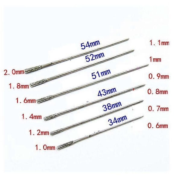 Smykkebor (1,9-2 mm) - 20 stk./pakke 1 mm diamantbelagte lapidariske bor, solid bit-nål, agatbor til agatsmykker