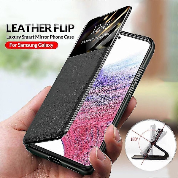 Stødsikkert Flip Telefoncover i Læder til Samsung Galaxy S23 Ultra/ S23+/ S23 - Smart Vindue Visning Kompatibel Blå for S23Plus