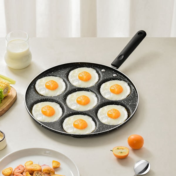 Stekpanna med 7 hål, non-stick, för stekta ägg, hamburgerform, hushållskök, köksredskap