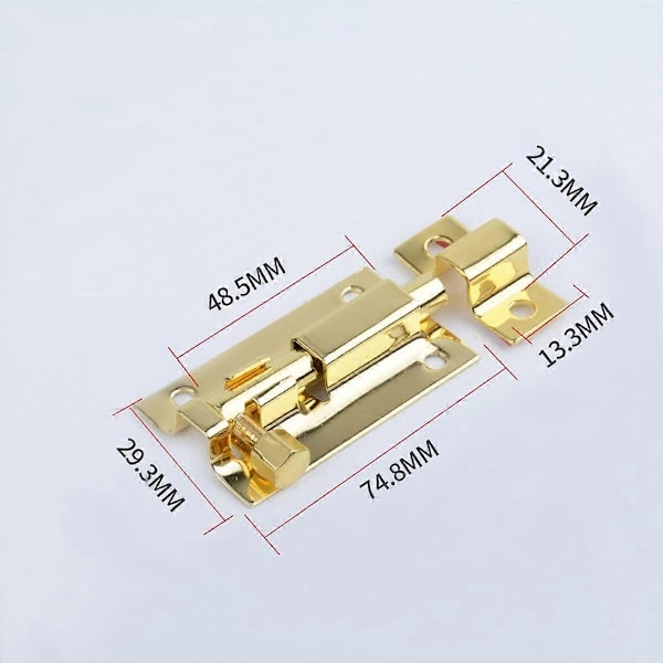 2-pack dörrbultar i rostfritt stål, 7,6 cm, för innerdörrar, säkerhetslås, guld, 89x29,3 mm