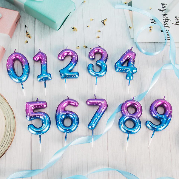 Numerokyyneleet syntymäpäiväjuhliin ja häihin - 10 kpl pakkaus (sininen violetti)