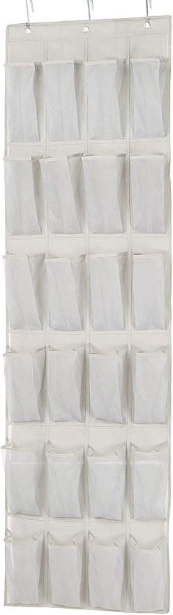 24 Medium Pockets Hanging Shoe Rack for Door, Light Grey