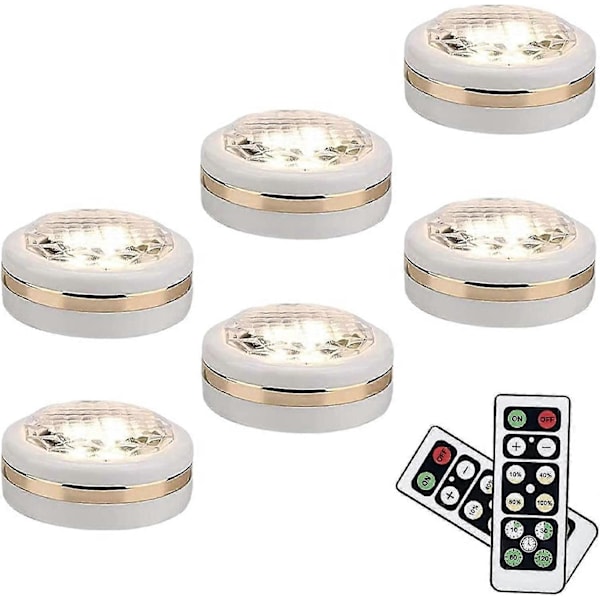 Langattomat LED-valot kaukosäätimellä, 6 kpl LED-kaappivalot, alavalot, kiinnitettävät valot