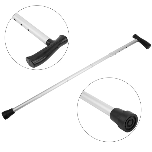Bärbar aluminiumlegering Frostad Anti-sladd Äldre Walking Stick Multifunktion Vikbar Ultralätt TBR-handtag Käpp Silver Vit