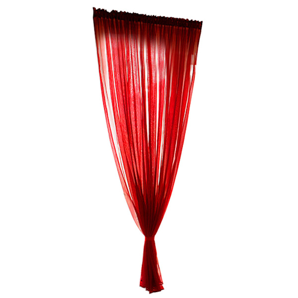 Enkel stil Polyester Vindue Voile Tyl Gardin Gennemsigtige paneler Soveværelse Stue Dekoreret Rød 1x2,7m