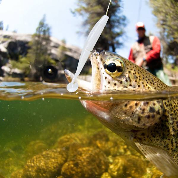 AR50 3 ST Dubbelfärgad T Svans 120 mm 10,5 g Mjuk mask konstgjord bete Lures Fiskeredskap # 2 Blanc Perle