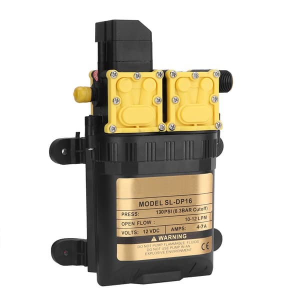 12V Högtrycks dubbelhuvud membranvattenpump elektrisk vattensprutpump