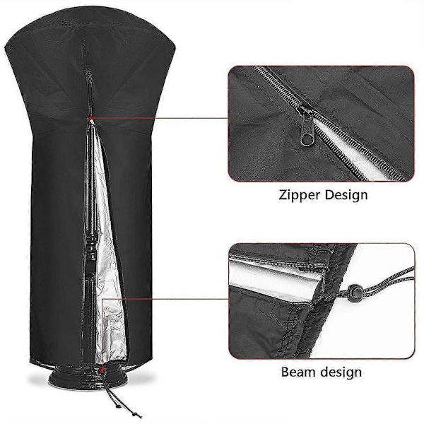 1 styck (svart, ca 226*85*48cm) Värmelampsskydd för uteplats, Vattentätt skydd för utomhusvärmare