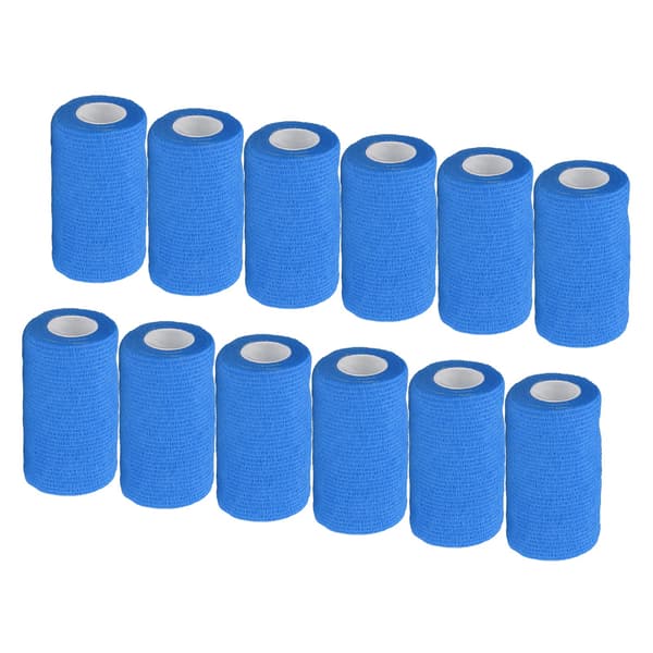 12 kpl Joustoside Luonnonlateksi Elastinen Itsekiinnittyvä Side Lehmille Koirille Hevosille 10cm Sininen