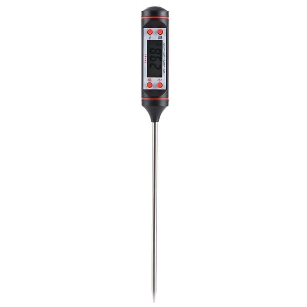 Digital matlagningstermometer med sond och förvaringslåda för BBQ köksredskap