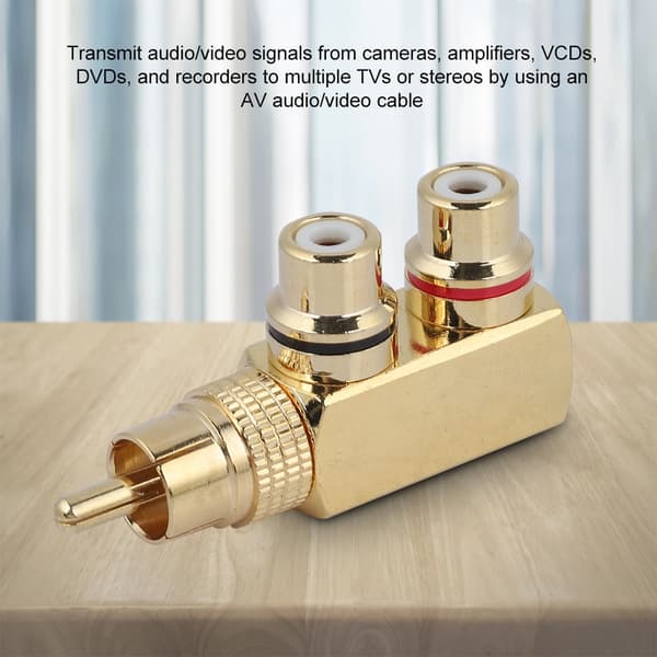 2 st AV Splitterkontakt RCA Hane till 2 Hona Ljud Video Adapter Anslutning