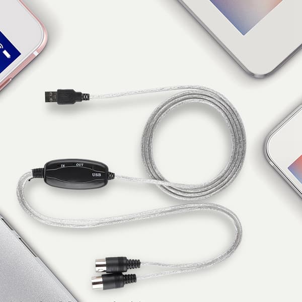 MIDI til USB-kabelkonverter MIDI-grensesnittadapterledning Keyboard Musikkredigeringslinje