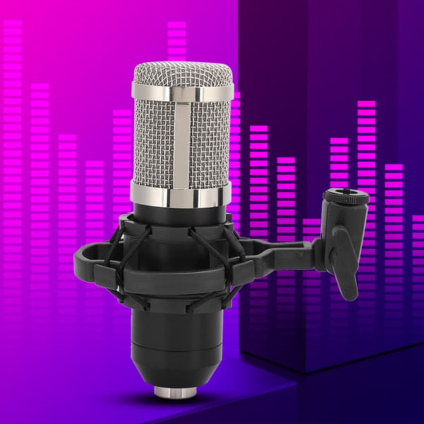 Kablet kondensatormikrofon for datamaskin med stativ for direktesending, karaokeopptak