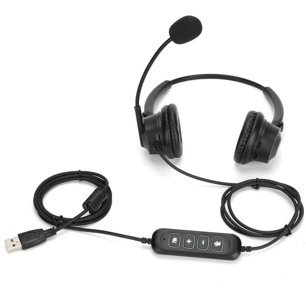 Telefonheadset Binaural kontortelefonheadset med mikrofon og lydkontrol