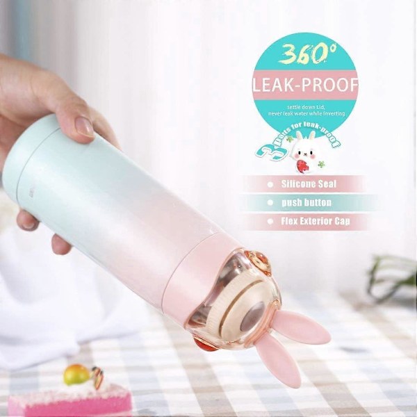 Resemugg för flickor, söt kanin vakuum vattenflaska - läckagesäker isolerad termos för barn och vuxna, 35 cl
