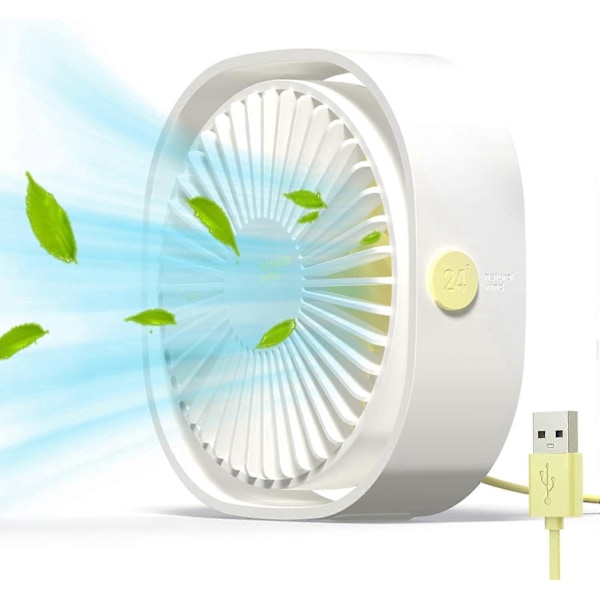 USB Fläkt Mini Portabel Fläkt Tyst Fläkt Skrivbordsfläkt 3 Hastigheter Justerbar USB-driven, för Hem och Kontor (Vit)
