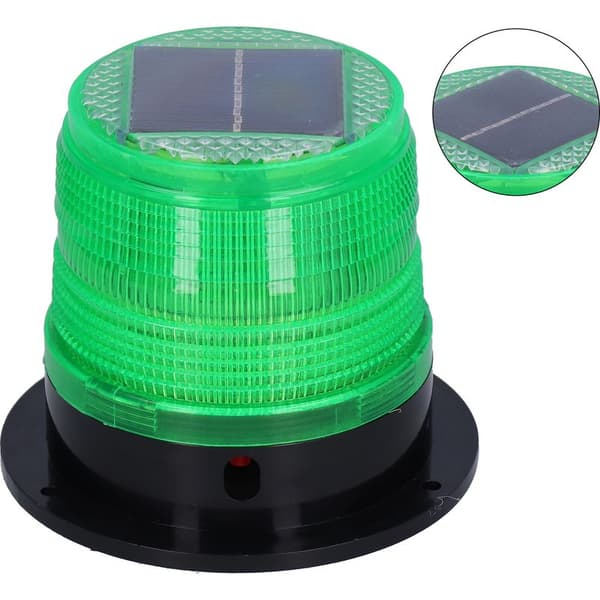 Solcelledrevet LED-strobelys med magnetisk base for trafikk på byggeplasser (grønn)