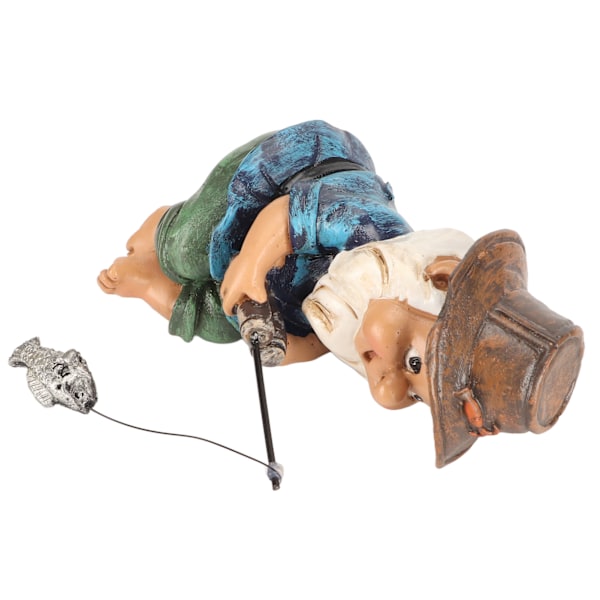 Fishing Gnome Sitter hauska UV-kestävä hartsi koristeellinen ulkopuutarha nurmikon tonttu pihalle
