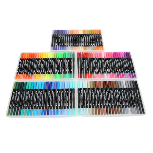 120 farger dobbelthodede fineliner-tusjer 0,4 mm fineliner-penner med gjennomsiktig boks for voksne og barns fargeleggingsbøker