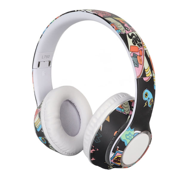 Graffiti Bluetooth-hodesett HiFi Stereo Innebygd mikrofonstøtte Minnekortlinje i trådløs hodetelefon med RGB-lys for PC