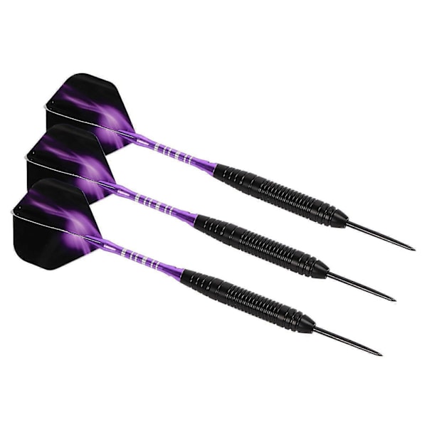 3 st Professionella Dartpilar i Tungsten, Stålspets+Skaft+Vinge+Kropp & Bärväska -GSL FF Y ZD Lila