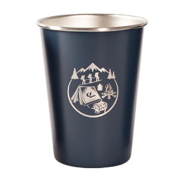 Campingmugg i rostfritt stål, set om 4, utomhuscampingmugg för picknick, grill, öl, kaffe, vin, marinblå