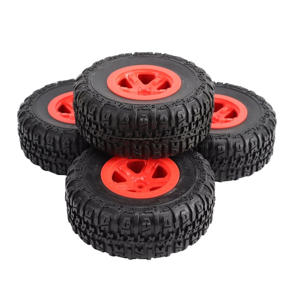 4 stk. RC-hjul og dekk for RC Short Course Truck-dekk for Traxxas SLASH 1/10 RC-bil, rød