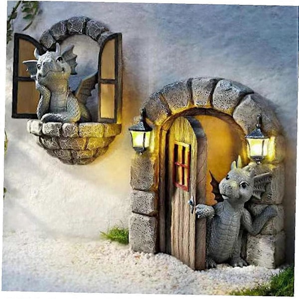Harpiks Dinosaur Ornament Hage Meditasjon Drage Skulptur Statue Kunststatue for Hjem Hage Dekor