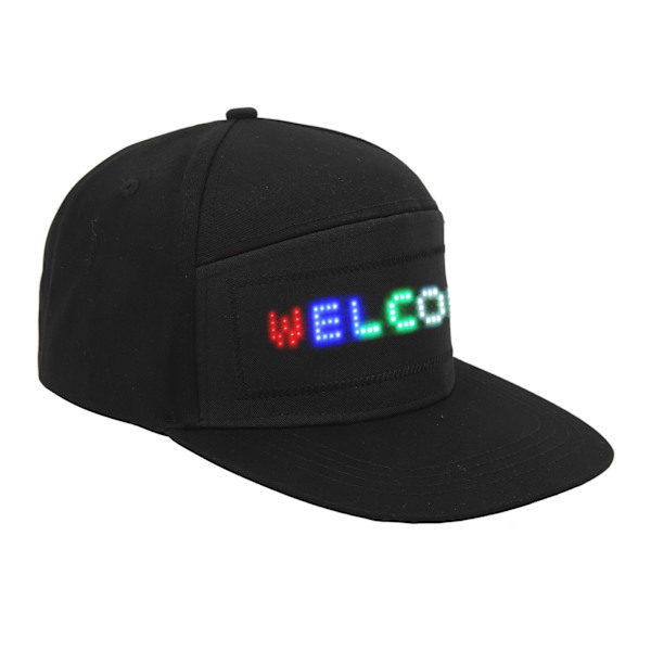 LED-kasket programmerbar Bluetooth APP-styring redigerbar farverig LED-hat til udendørs koncert karneval sort